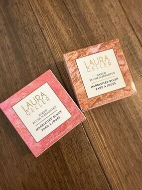 Laura Geller Marbleized Baked Blush Duo - Sunlit Rose & Sunset both Satin Finish